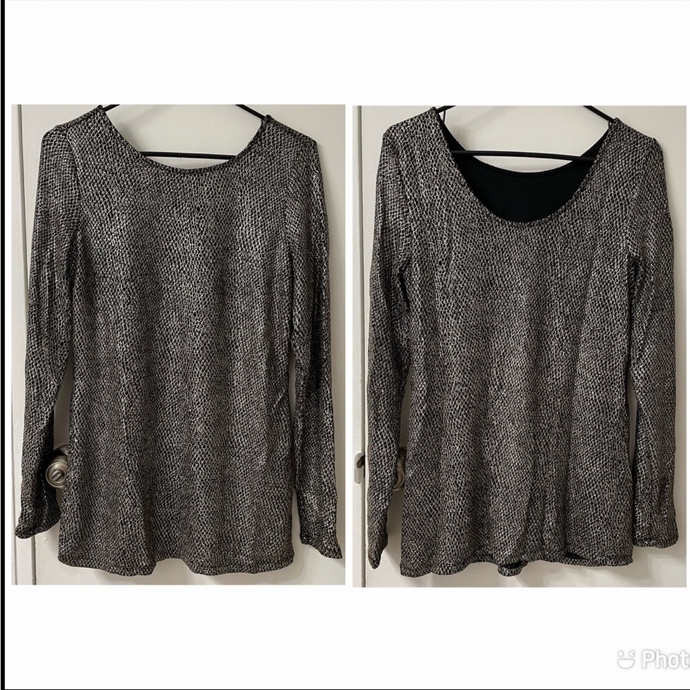 CATHERINE Metallic Long Sleeve Mini Dress / Tunic Sz M